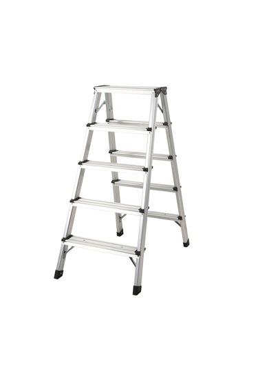 Asil 5+5 Basamaklı Çift Taraflı Çift Çıkışlı Alüminyum Katlanır Merdiven 150 Kg Kapasiteli Kaymaz Taban 1 Adet
