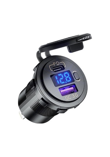 Novahub Gerilim Göstergeli Pd Qc3.0 Soketli 12v Modifiye Araç Usb Şarj Cihazı 60cm Yeşil Işıklı