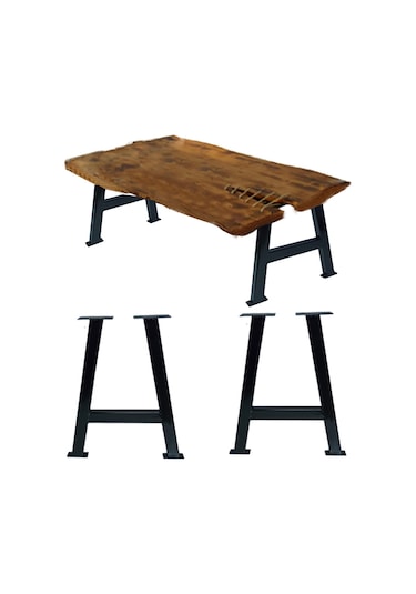 CVTdesign Metal Sehpa Ayakları Ahşap Masif Kütük Orta Sehpa Ayağı Ayak Seti