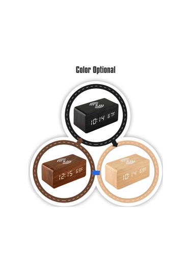 Kablosuz Şarj Cihazlı Dijital Çalar Saat Led Masa Çalar Saat Sıcaklık Ekranı Kırmızı