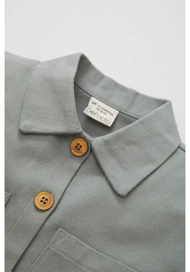 Defacto Kız Bebek Cepli Gabardin Uzun Kollu Gömlek B9654A524SPGN1102 Yeşil