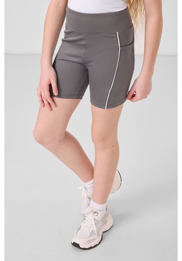 Tommylife Koyu Gri Esnek Standart Fit Basic Performans Kız Çocuk Tayt - 75189 Koyu Gri