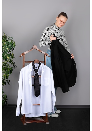 İki Tepeli Dilsiz Uşak Koyu Kahverengi Masif Ahşap Palto Ceket Kahverengi