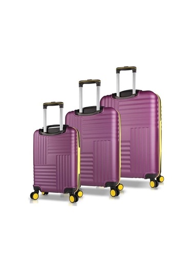 My Valiz Puzzle Abs Kabin Orta Ve Büyük Boy Mürdüm 3'lü Valiz Seti Çok Renkli