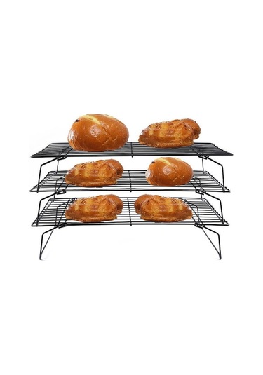 Novahub Paslanmaz Çelik Yapışmaz Tel Izgara Hamur İşleri Tepsisi Kek Pişirme Soğutma Rafı Fırın Mutfak Pizza Ekmek Kurabiye Tutucu Barbekü Rafı Siyah Siyah