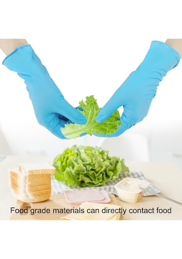 Sones 100 Adet Mavi Tek Kullanımlık Bütironitril Eldiven Ev İşi Malzemeleri, Beden: M, Avuç Genişliği: 8-9 Cm İçin Uygundur