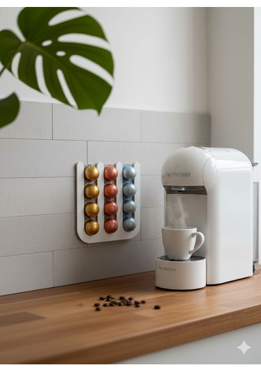 İhtiyacın3d Nespresso Vertuo Kapsül Düzenleyici Mıknatıslı 12 Li Kahve Kapsül Standı 24x24 Cm Beyaz