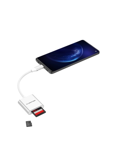Lention SD / Micro Çift SD Kart Eşzamanlı Okuyucu Adaptörü  - Gümüş