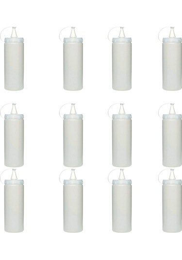 Buffer 12 Adet Şeffaf Kapaklı Plastik Yağlık Sosluk Şişesi 400Ml