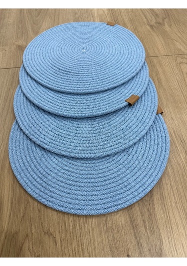 Yuvarlak Amerikan Servis Sofra Altlığı, Masa Dekoru Supla 33x33 4lü Açık Mavi