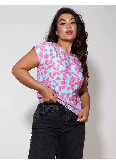 Janelshop Baskı Bluz 238361383 Pembe