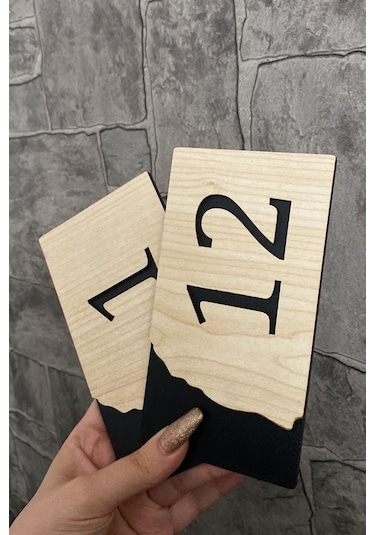 Meşe Serisi 1-12 Arası 12 Adet MDF Kapı Numarası