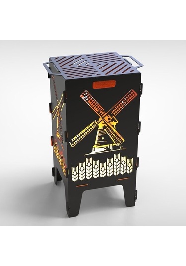 Yel Değirmeni Desenli Ateş Çukuru Ve Portatif Mangal