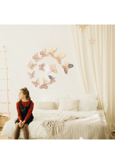 Monyee Altın 3d Kelebek Duvar Sticker, Ev Dekorasyonu, Mutfak/oda Dıy Dekor, Parlak Kağıt Materyal,立体 Tasarım Altın
