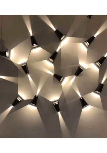 Dekoratif Led Aplik Çift Yönlü Desenli Aydınlatma Duvar Aplik Antrasit