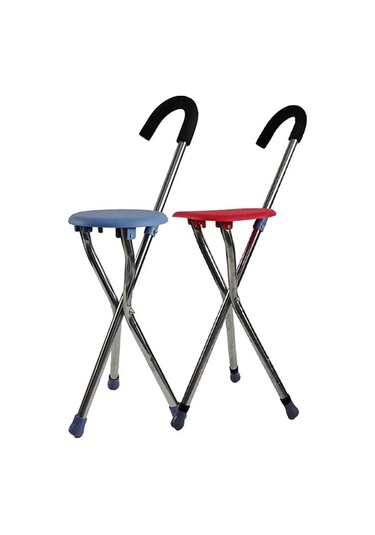 Xuweiwei Kırmızı Kare Katlanır Hafif Yaşlılar İçin Yürüme Bastonu Oturaklı Kamp Taburesi