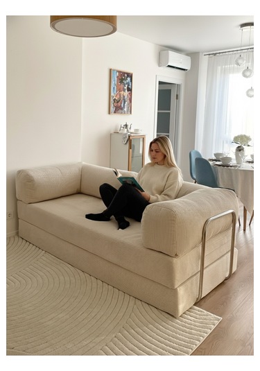 Fitilli Kadife Yıkanır Silinir Pratik Yer Yatağı 50 Dns Bondex Bej 100x200 Kanepe