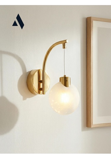 Fiora Midye Cam Küre Duvar Aplik Gold & Krom Seçenekli Gold