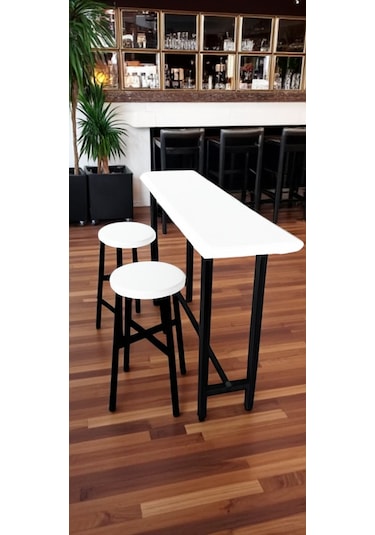 Asya Craft Beyaz Bar Masası Seti