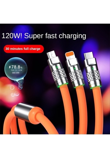 Prestigegoods Türkçe Optimize Edilmiş Ürün Başlığı: In 1 Çinko Alaşımlı 120w 6a Süper Hızlı Şarj Cihazı Tip C Sıvı Silikon Mikro Usb Kablosu