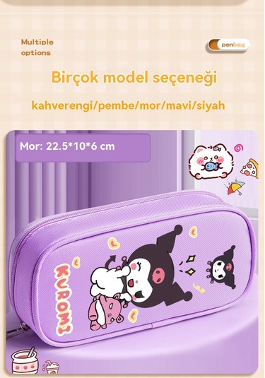 İlkokul Öğrencilerinin Labubu Çizgi Film Çift Katlı Basit Büyük Kapasiteli Kalem Kutusu Pembe