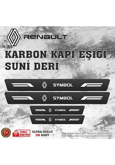 Renault Symbol Uyumlu Deri Karbon Kapı Eşiği Koruyucu Bant 4 Adet