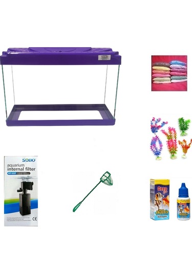 Kanki Pet 35 Cm Akvaryum Hazır Set 3518 Mor