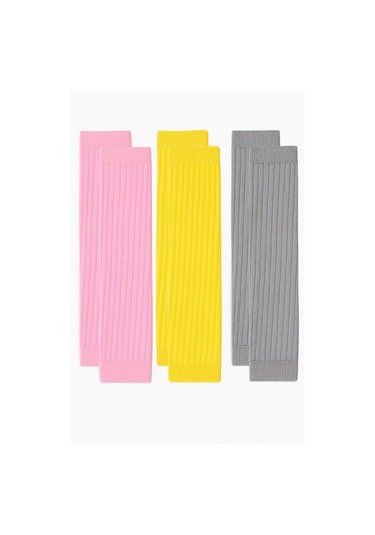 3 Adet Basic Kalın Pamuk Karışımlı Tozluk Pembe-sarı