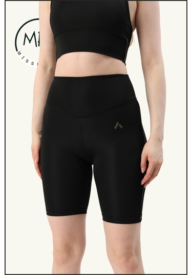 Kadın Siyah Yüksek Bel Toparlayıcı Biker Şort Kısa Spor Tayt Likralı Dalgıç Biker Tights 1043 Siyah Haki