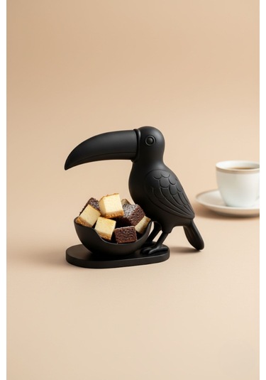 Oxyteez Kuş Figürlü Dekoratif Sunumluk Siyah Renk Reçine Tasarım Ev Ve Ofis Dekorasyonu