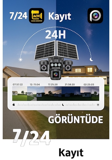 Dört Kameralı Çift Solar Panelli 4g Güvenlik Kamerası