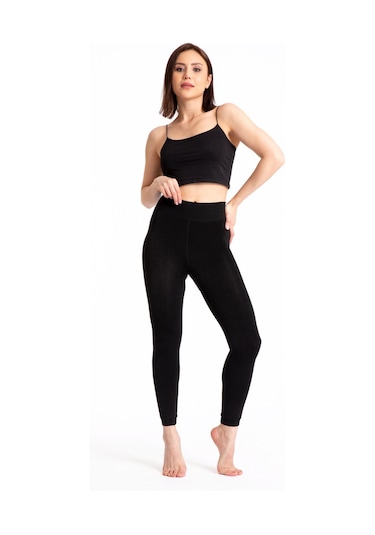 Kadın Termal Tayt İçi Peluşlu Tayt Tampap Siyah
