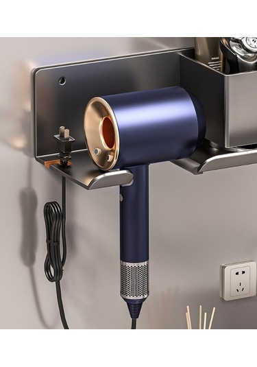 Lichen Saç Kurutma Makinesi Depolama Rafı, Banyo Depolama Rafı, Şeffaf