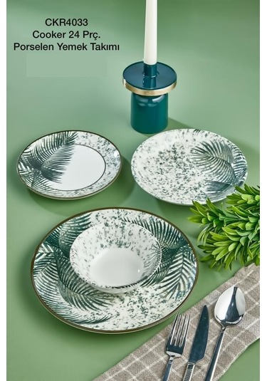 Cooker CKR4033 Dijital Baskılı 24 Parça Porselen Yemek Takımı