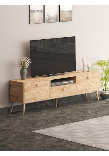 Beyza Ahşap Ayaklı 180 Cm Atlantik Çam Tv Sehbası