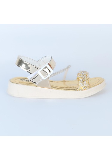 Poliva 4560 Düz Simli Kız Çocuk Sandalet Altın