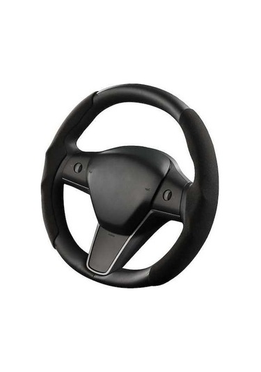 Novahub Tesla Model 3, Y, S İçin 3 Model Anti-kürk Direksiyon Kılıfı - Karbon Fiber Deri, Siyah Diğer