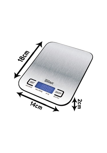Zln2984 Inox Dijital Mutfak Tartısı 5 Kg Hassas Ölçüm Otomatik Kapanma Pil Dahil Gri - Inox