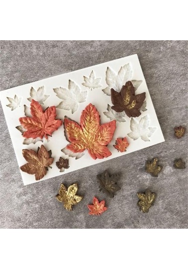 Gri Beyaz Mutfak Çikolata Sugarcraft Silikon Fondan Kalıp Kek Dekor Akçaağaç Yaprakları Kalıp