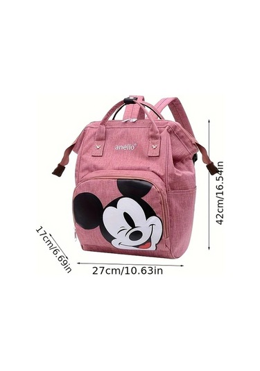 Wangxi 1pc Disney Mickey Anime Kırmızı Siyah Pembe Gri Mavi Naylon Sırt Çantası Gri Geniş Cep Fermuar Gri