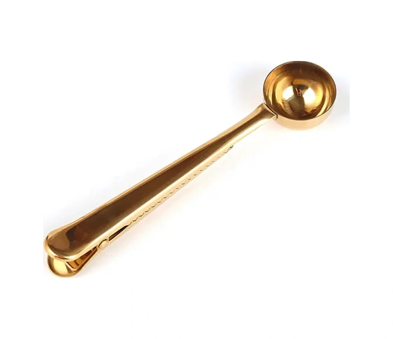 Xuweiwei Altın 1 Adet Paslanmaz Çelik Çok Amaçlı Kahve Kaşığı Ve Kolay Temizlenen Poşet Kapatma Aracı