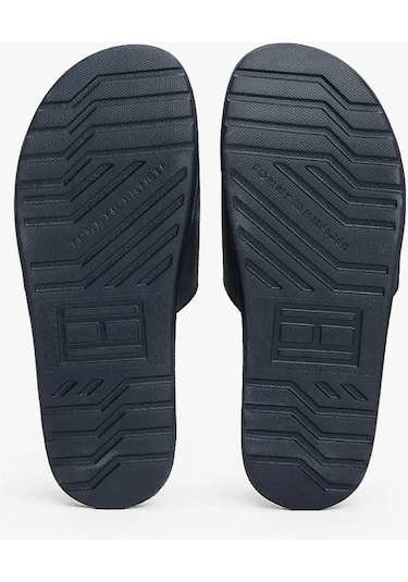 Tommy Hilfiger Erkek Logolu Lacivert Terlik Siyah