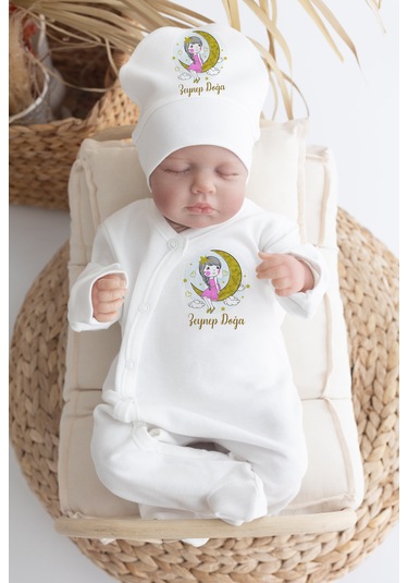 Bebewini %100 Pamuk Baskılı 11'li İsimli Hastane Çıkışı M17 Ekru