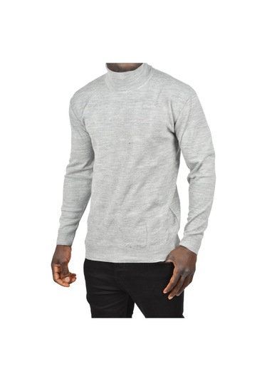 Deepsea Erkek Gri Slim Fit Baklava Desenli Tam Balıkçı Yaka Boğazlı Triko Balıkçı Yaka Kazak 2505507 Gri