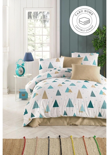 Tabu Home Puantiyeli Çarşafı Lastikli Tek Kişilik Nevresim Takımı