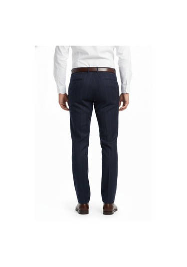 Erkek Regular Fit Çizgili Kumaş Pantolon Likra Kumaş Bgl-st05037 Lacivert