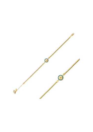 Çgk Çiğdem Gürel Kuyumculuk Mineli Yonca Balık Sırtı Altın Bileklik Çok Renkli