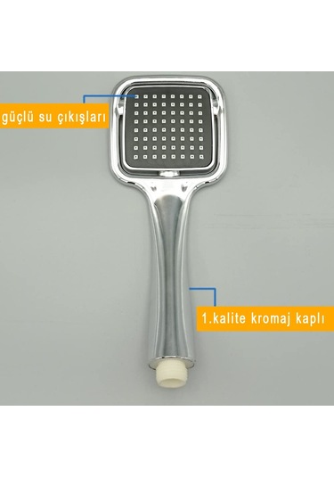 Qianfan Duş Seti Kare Siyah Tepe Duş Takımı Mono Masaj Etkili Su Krom