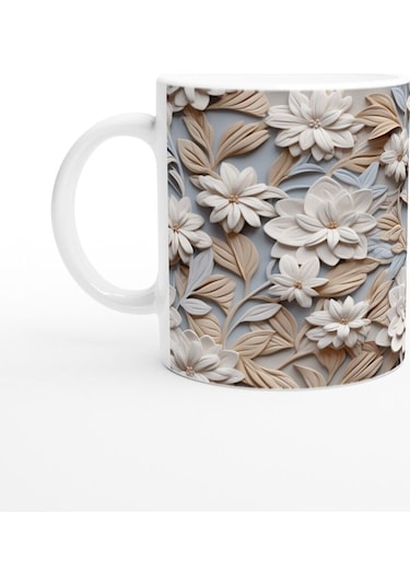 Zarif Zindelik Relax Çiçek Desenli Kupa Bardak Karışık Renkli