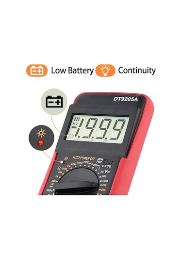 Dt-9205a-dt9205a Dmm Profesyonel Multimetre Dijital Hfe Ac Dc Gerilim Akım 1000 V 20a Kapasite Direnci Süreklilik Diyot Test Cihazı